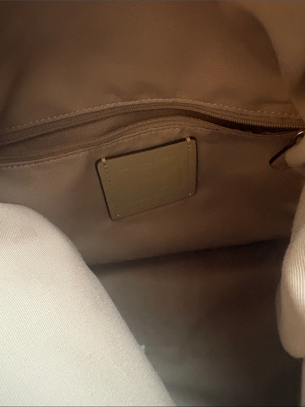 Coach Two-Tone Pebbled Leather Shoulder Bag in Cream and Black - Picture 5 of 8